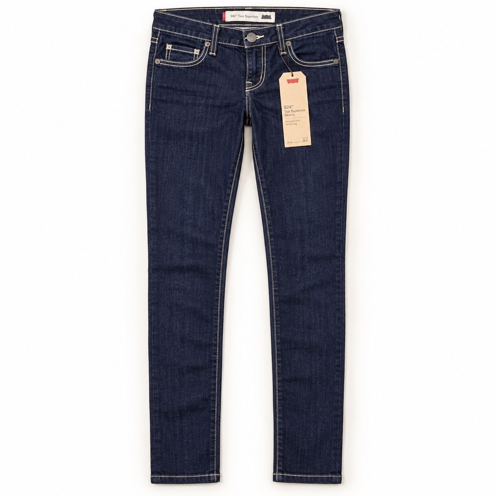 Levis 524 Too NWT Superlow Skinny Jeans Dark Wash Indigo Low Rise Denim Size 2